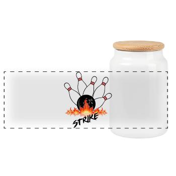 Flammende Bowlingkugeln und schwarze Kugel - Panorama Keksdose mit Holzdeckel - Weiß - Vorne