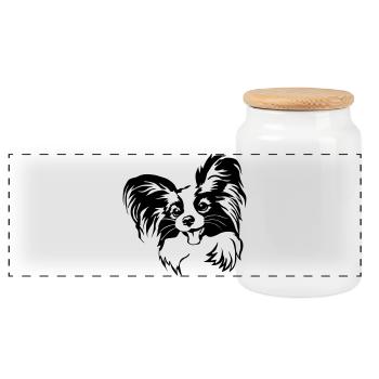 Tête de Papillon - Boîte à biscuits avec couvercle en bois - blanc - Devant