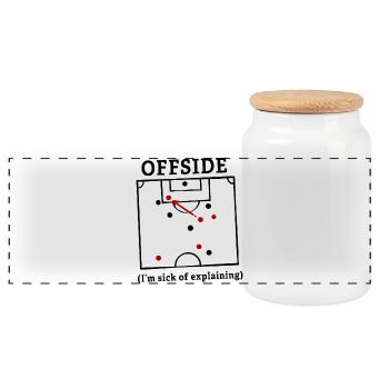 Footballer Offside rule Offside football match - Panoramic Cookie Jar with Wooden Lid - white - Front