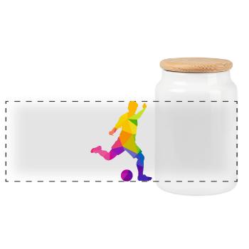 Soccer footballer soccer player soccer fan - Panoramic Cookie Jar with Wooden Lid - white - Front