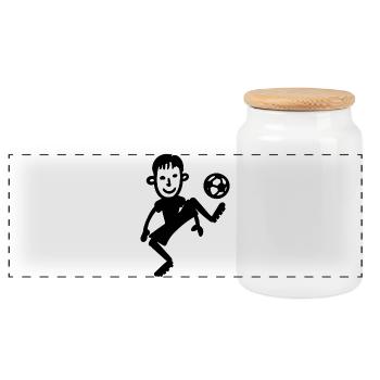 Soccer player kicker soccer game funny - Panoramic Cookie Jar with Wooden Lid - white - Front
