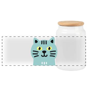 Süsse Katze - Panorama Keksdose mit Holzdeckel - Weiß - Vorne