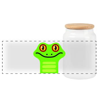 Grenouille mignonne - Boîte à biscuits avec couvercle en bois - blanc - Devant