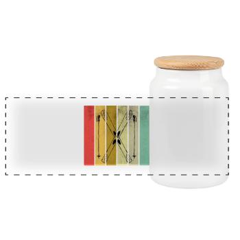 ski - Panoramic Cookie Jar with Wooden Lid - white - Front