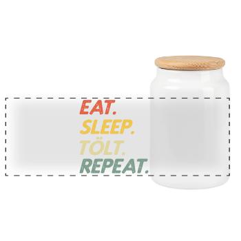 Eat Sleep Tölt Repeat - Pferd Isländer Geschenk - Panorama Keksdose mit Holzdeckel - Weiß - Vorne