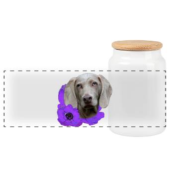 Anemonen mit Weimaraner, jagdhund Liebhaber - Panorama Keksdose mit Holzdeckel - Weiß - Vorne