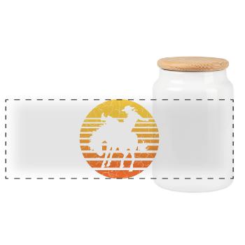 Cowboy rider in sunset - Panoramic Cookie Jar with Wooden Lid - white - Front