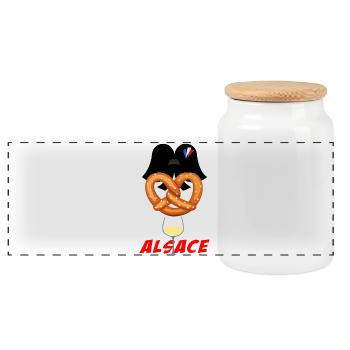 Alsace - Panoramic Cookie Jar with Wooden Lid - white - Front