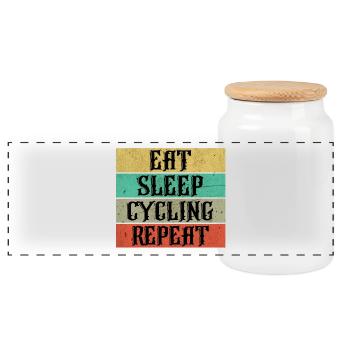 Cyclisme cyclisme - Boîte à biscuits avec couvercle en bois - blanc - Devant