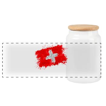 Suisse Nati drapeau drapeau fan de football équipe - Boîte à biscuits avec couvercle en bois - blanc - Devant