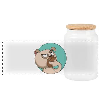 Pug Genius | Gone to the dog | Funny - Panoramic Cookie Jar with Wooden Lid - white - Front