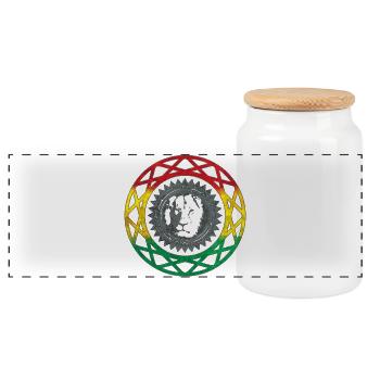 Visage de lion dans le style mandala rasta - Boîte à biscuits avec couvercle en bois - blanc - Devant