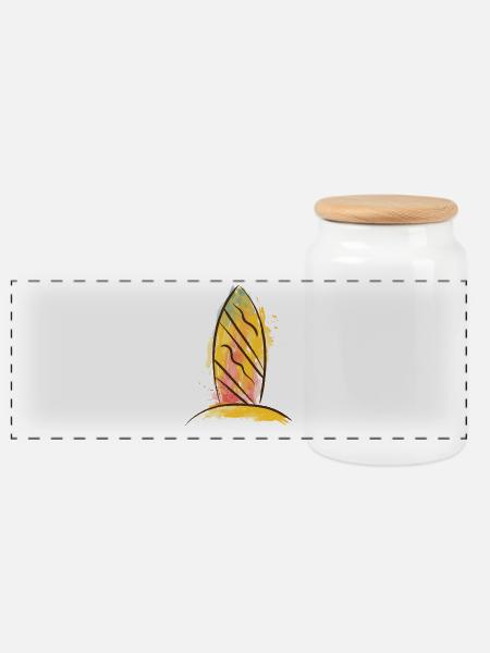 Color Splash Surfboard Beach Vibe - Panorama Keksdose mit Holzdeckel - Weiß