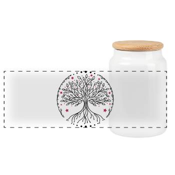 Arbre de vie Yoga - Boîte à biscuits avec couvercle en bois - blanc - Devant