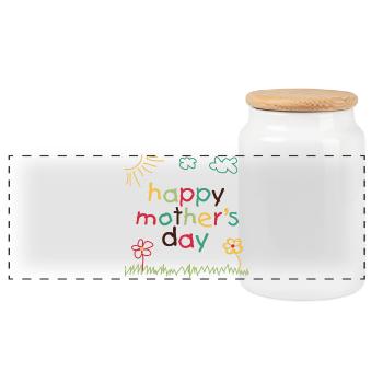 Happy Mother's Day 5 - Panoramic Cookie Jar with Wooden Lid - white - Front