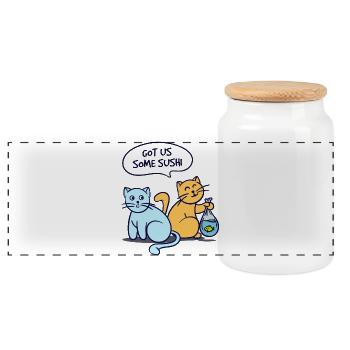 Sushi chats saumon poisson drôle énonciations japonais - Boîte à biscuits avec couvercle en bois - blanc - Devant