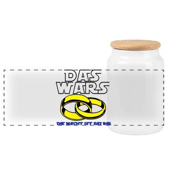 Junggesellenabschied , JGA das wars die Mach(25) - Panorama Keksdose mit Holzdeckel - Weiß - Vorne