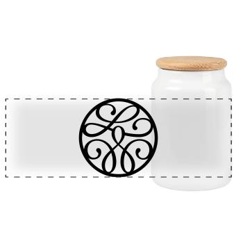 Mandala - Panoramic Cookie Jar with Wooden Lid - white - Front