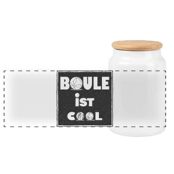 Boule ist cool Spiel Petanque Boules Sport Turnier - Panorama Keksdose mit Holzdeckel - Weiß - Vorne