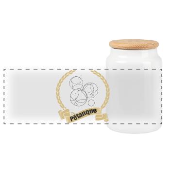 Pétanque Boule Kugel Spiel Petanque Sport Turnier - Panorama Keksdose mit Holzdeckel - Weiß - Vorne