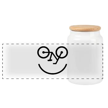 Fahrrad Gesicht Bike Lachen Lustig Smile Geschenk - Panorama Keksdose mit Holzdeckel - Weiß - Vorne