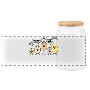 Frohe Ostern Osterküken Lustig Spruch Osterfest - Panorama Keksdose mit Holzdeckel - Weiß - Vorne