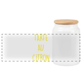 TARTE AU CITRON Zitronenkuchen - Panorama Keksdose mit Holzdeckel - Weiß - Vorne