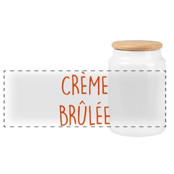 CREME BRULEE Pudding - Panorama Keksdose mit Holzdeckel - Weiß - Vorne