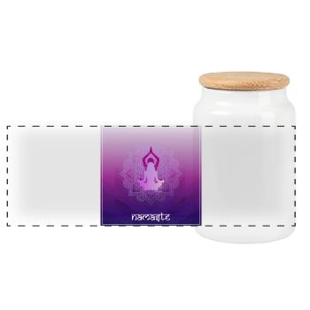 Yoga Mandala POSTER - Panorama Keksdose mit Holzdeckel - Weiß - Vorne