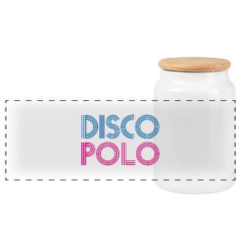 DISCO POLO Polska Polen Poland - Panoramic Cookie Jar with Wooden Lid - white - Front