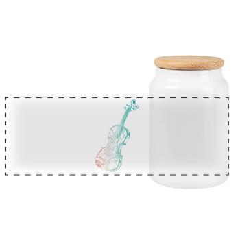 Violon - Boîte à biscuits avec couvercle en bois - blanc - Devant