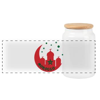 Conception de la mosquée du Maroc - Boîte à biscuits avec couvercle en bois - blanc - Devant