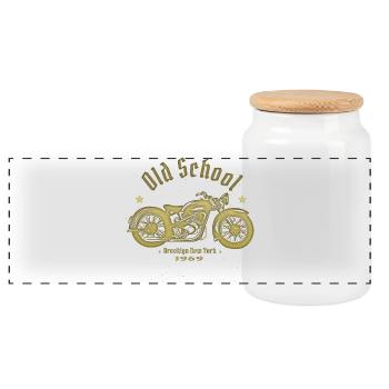 Vieux motard de la vieille école 1969 - Boîte à biscuits avec couvercle en bois - blanc - Devant