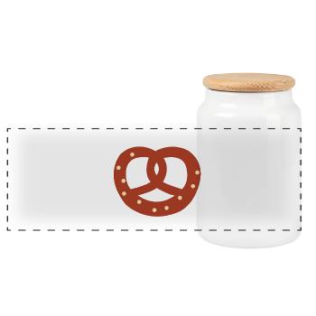pretzel - Panoramic Cookie Jar with Wooden Lid - white - Front