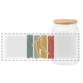 Rebond de handball en blocs couleur - Boîte à biscuits avec couvercle en bois - blanc - Devant