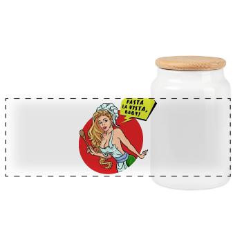 Spaghetti Sexy Woman Pasta Asciutta Italie - Boîte à biscuits avec couvercle en bois - blanc - Devant