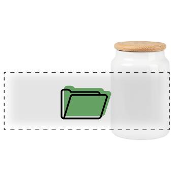 Style de ligne de dossier vert - Boîte à biscuits avec couvercle en bois - blanc - Devant
