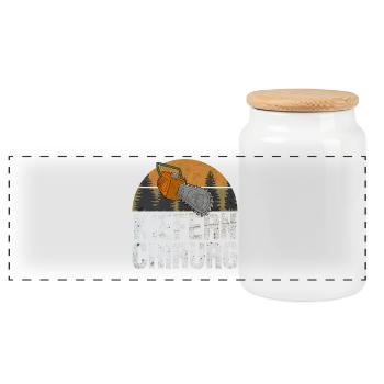 Holzfäller Motorsäge Geschenk Lustig Geschenk - Panorama Keksdose mit Holzdeckel - Weiß - Vorne