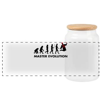 Master evolution exam passed school graduation - Panoramic Cookie Jar with Wooden Lid - white - Front