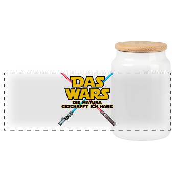 Das Wars Spruch Matura Geschafft Schulabschluss - Panorama Keksdose mit Holzdeckel - Weiß - Vorne