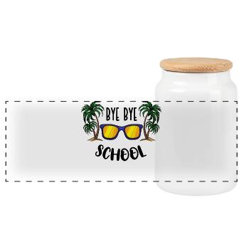 Schule Schulabschluss Prüfung Bestanden Master - Panorama Keksdose mit Holzdeckel - Weiß - Vorne