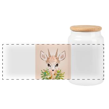 Zwergantilope Dikdik mit großen Augen - Panorama Keksdose mit Holzdeckel - Weiß - Vorne