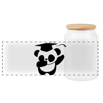 Matura examination passed school-leaving examination Abitur - Panoramic Cookie Jar with Wooden Lid - white - Front