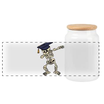 Matura Dab Schulabschluss Abiturient Abi Dabbing - Panorama Keksdose mit Holzdeckel - Weiß - Vorne