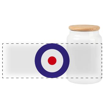 England Luftfahrtschild - Panorama Keksdose mit Holzdeckel - Weiß - Vorne