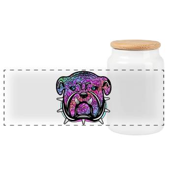 dog art with colorful dog love - colorful dog - Panoramic Cookie Jar with Wooden Lid - white - Front