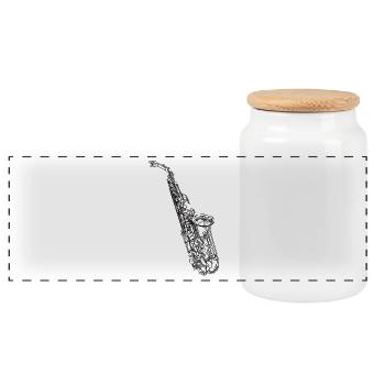 Saxophoniste - Boîte à biscuits avec couvercle en bois - blanc - Devant