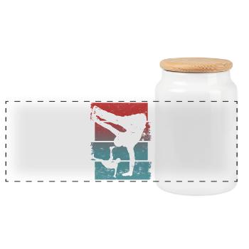 Breakdance - Panoramic Cookie Jar with Wooden Lid - white - Front