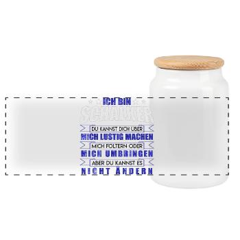 I am Schalke Fan design gift idea - Panoramic Cookie Jar with Wooden Lid - white - Front