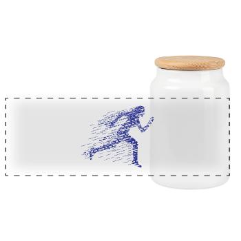 Coureur - Boîte à biscuits avec couvercle en bois - blanc - Devant